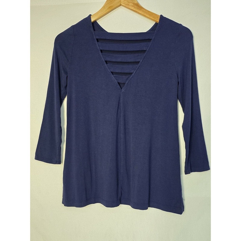 Lilly Pulitzer Cutout Blouse Womens X Small Blue Ophelia Flamingos 3/4 Slv Top